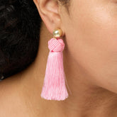 Connie Craig Carroll Jewelry Thread Fan Drop Earrings, Tan Color